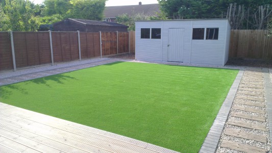 Artificial grass private garden landscaping